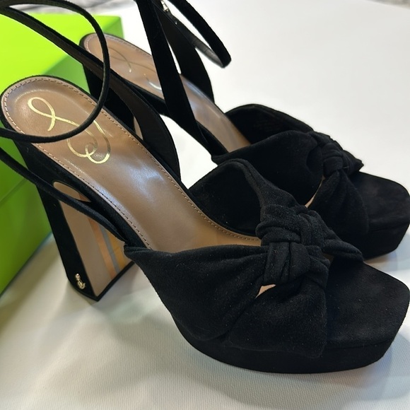 Sam Edelman Kirsten Platform Black Suede Heels - Picture 3 of 10